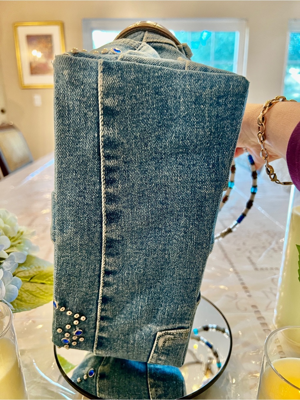 Original Bootie Bags Handmade Denim Western Purse Beaded Handles Rare - Picture 8 of 17